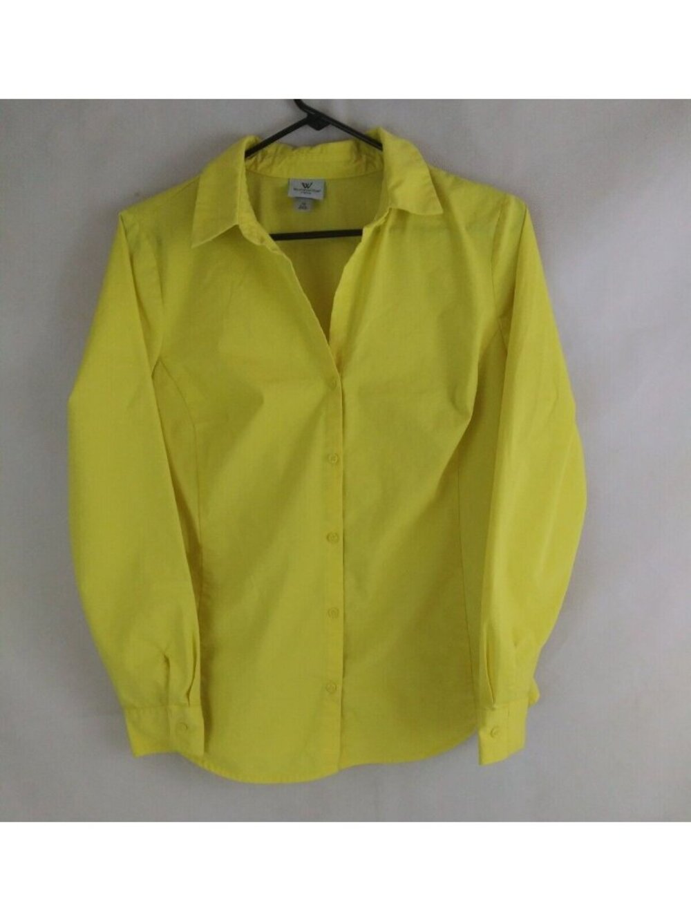 Worthington Stretch Women's Bright Yellow Button-Up Career Dress Shirt Size 10